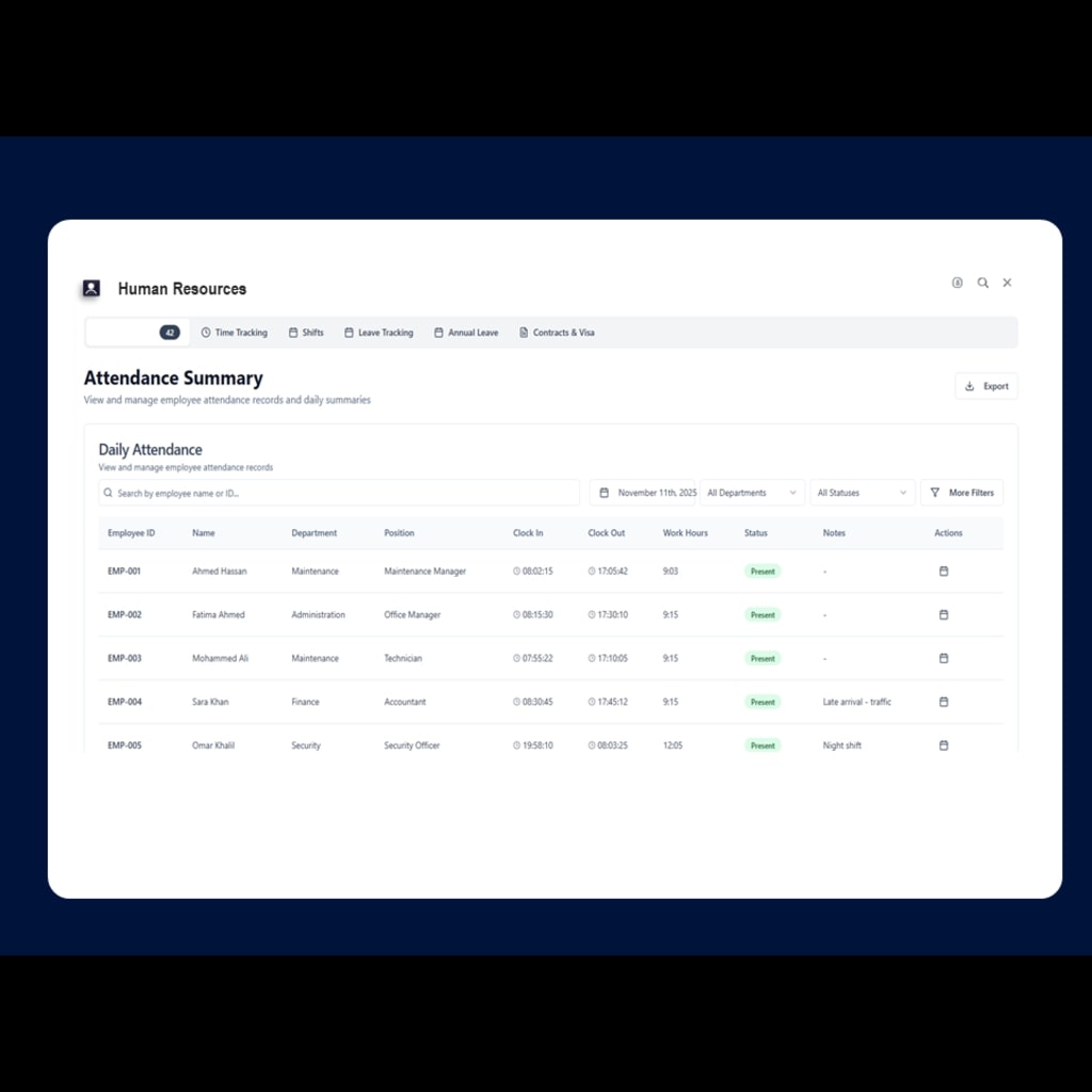 HR dashboard with employee management and leads pipeline